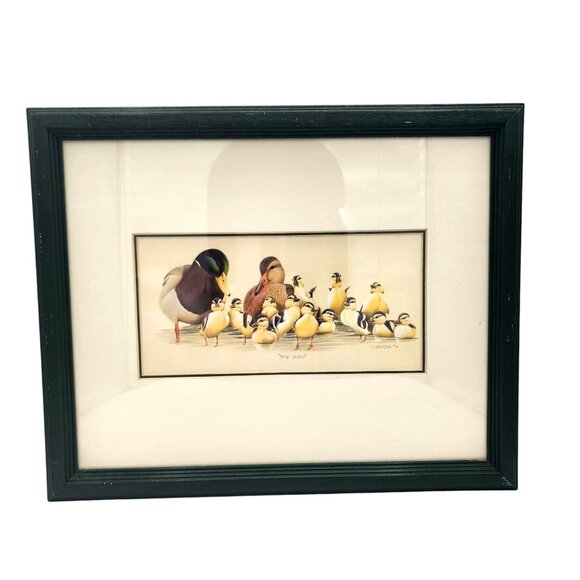 Framed Print "The Kids" By Art LaMay - Duck Family Scene - 13 x 16" Wooden Frame - Picture 3 of 8